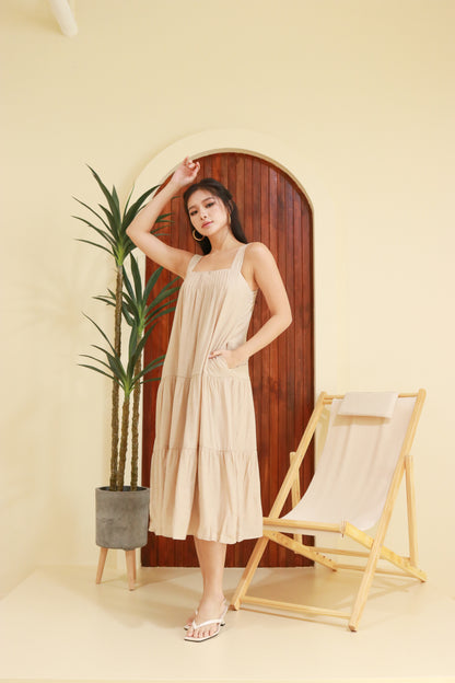 Willow Linen Maxi Dress in Ecru