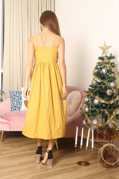 *LUXE* Claricida Button Down Dress in Mustard