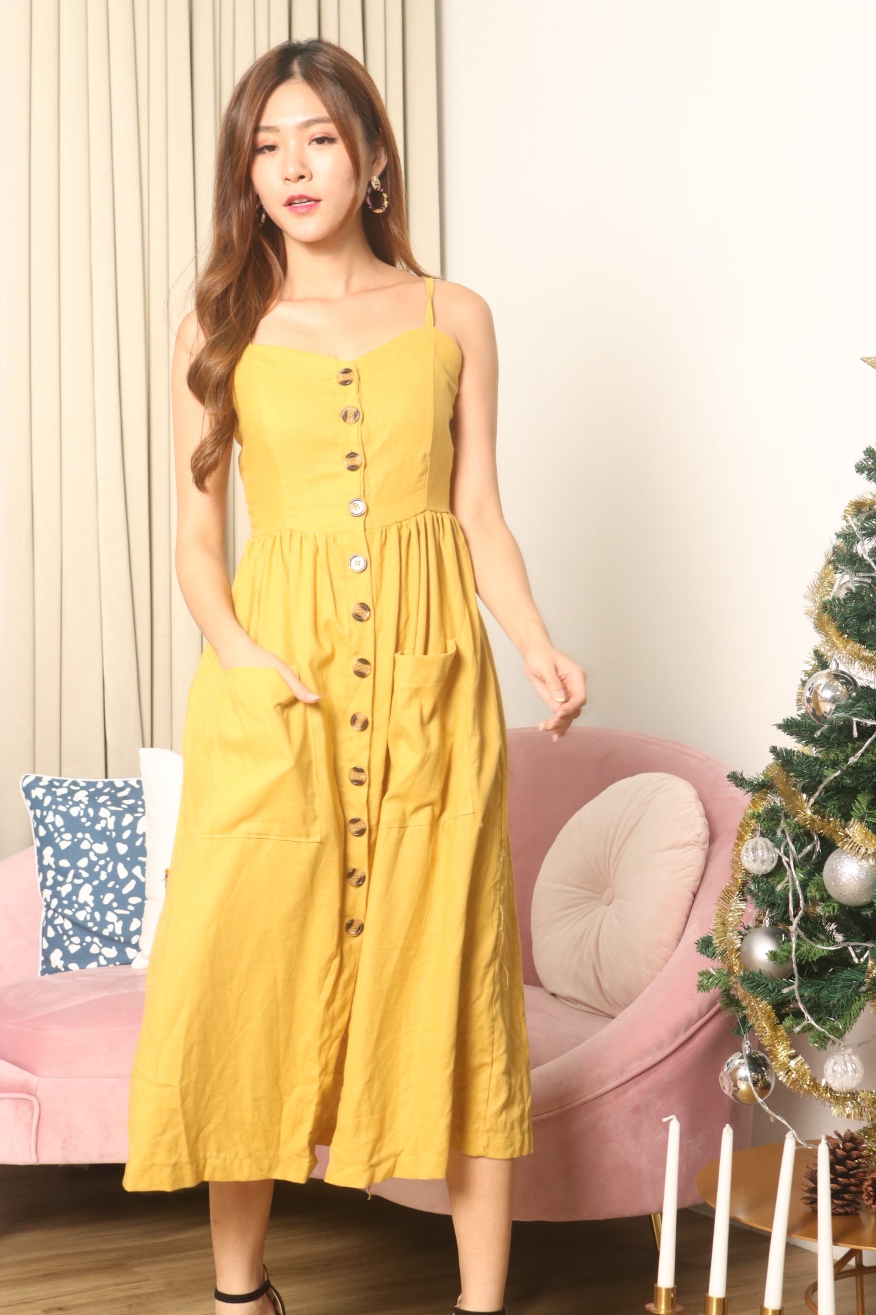 *LUXE* Claricida Button Down Dress in Mustard