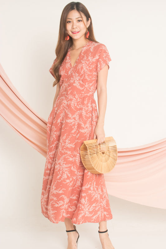 Seri Printed Maxi Dress in Blush