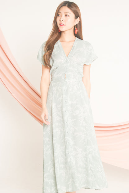 Seri Printed Maxi Dress in Mint