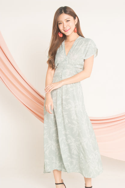 Seri Printed Maxi Dress in Mint