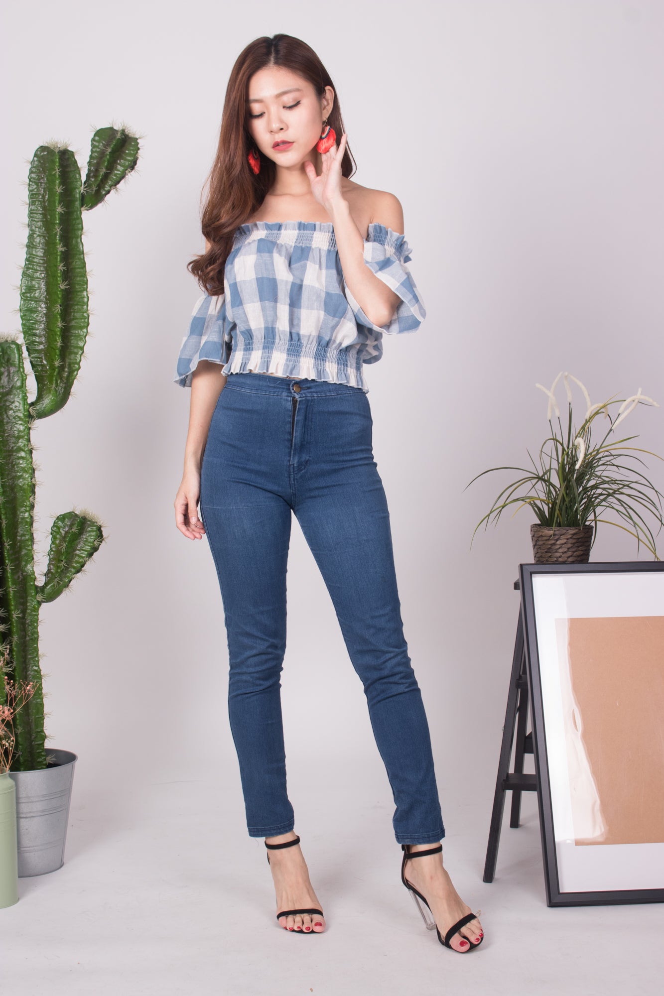 Canelyn Check Top in Blue