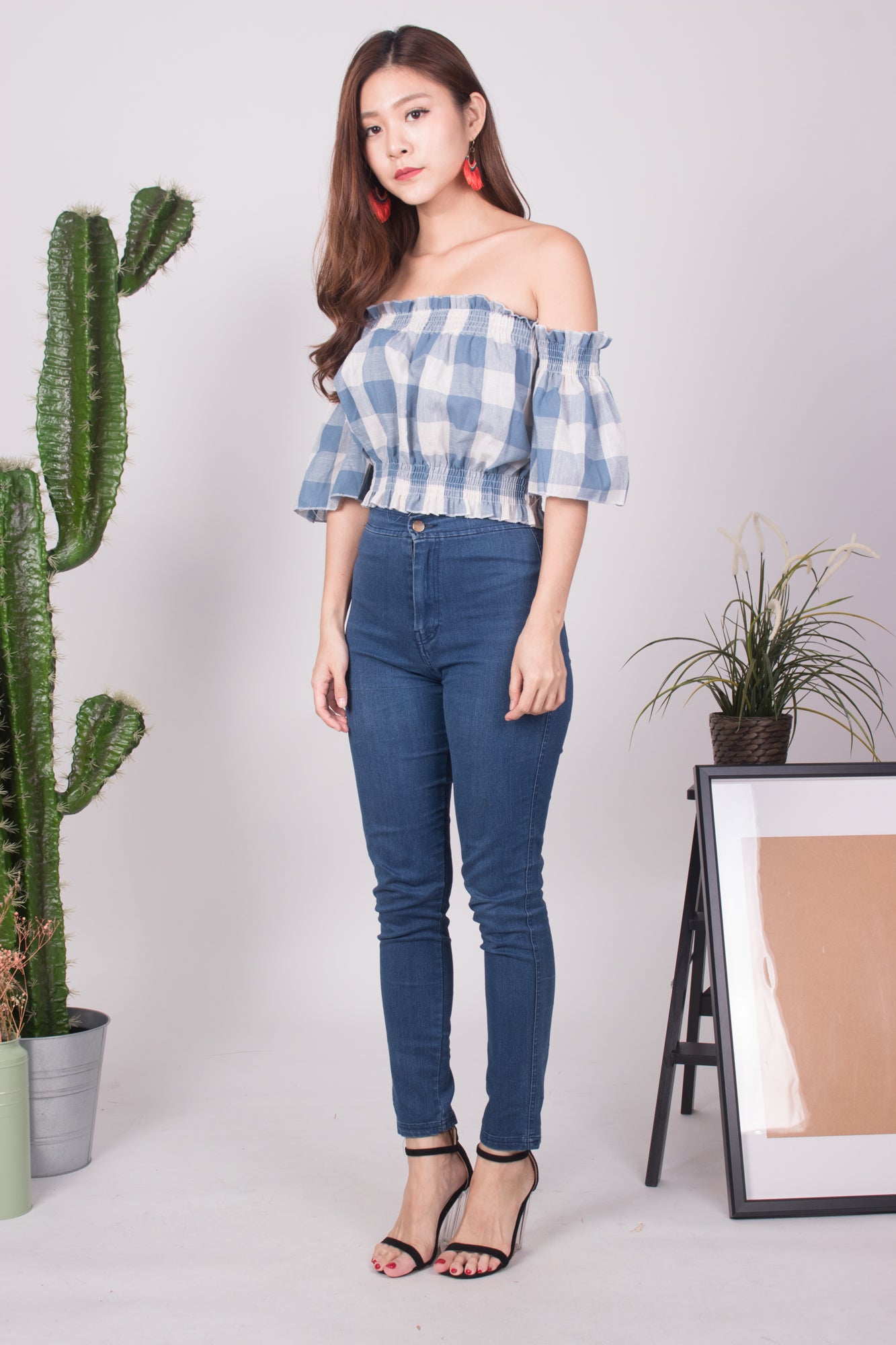 Canelyn Check Top in Blue