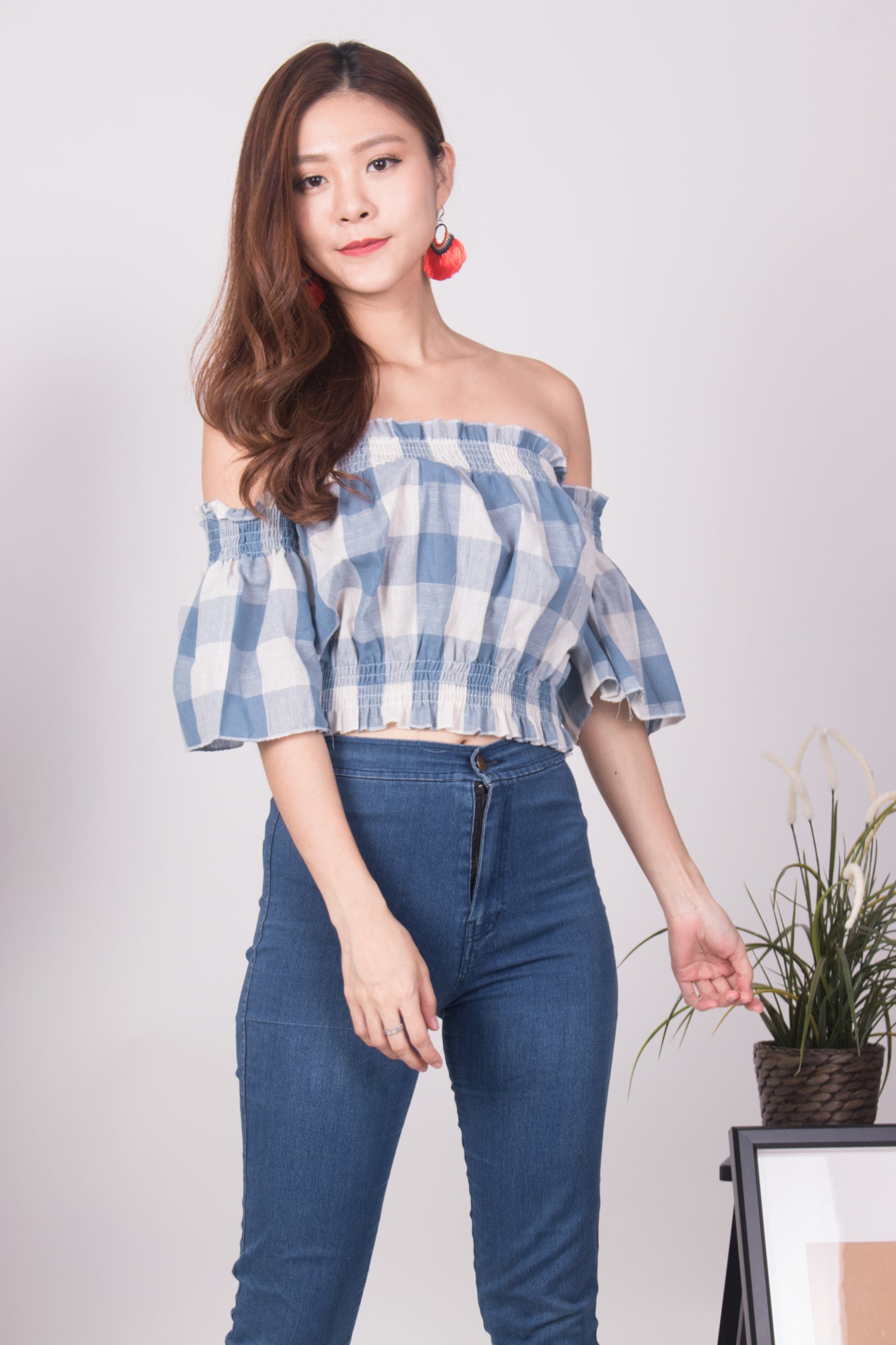 Canelyn Check Top in Blue