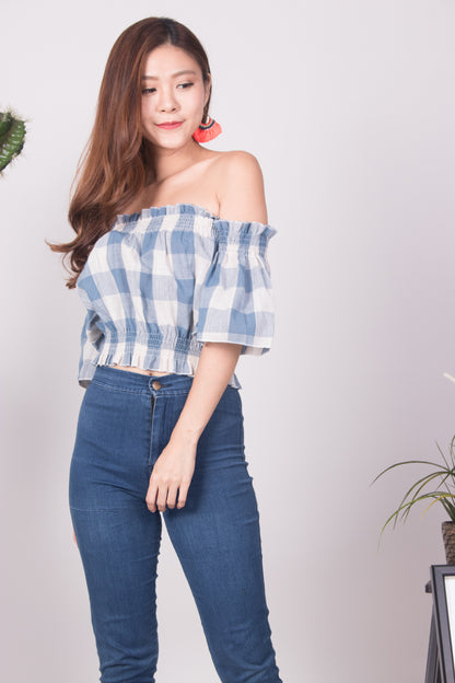 Canelyn Check Top in Blue