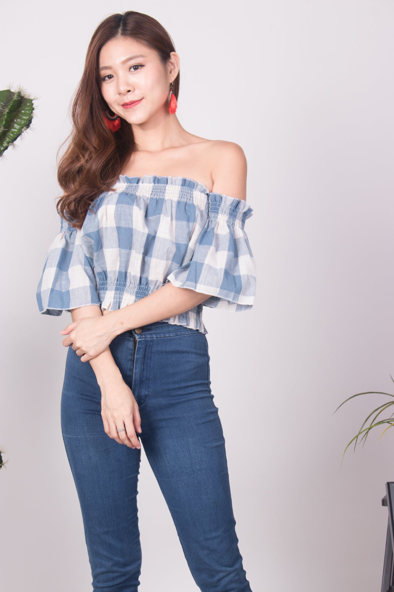 Canelyn Check Top in Blue