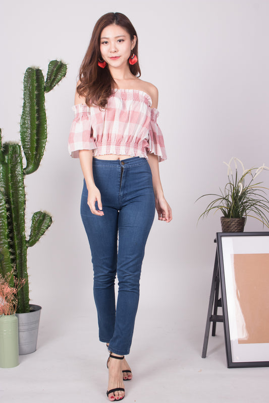 Canelyn Check Top in Pink