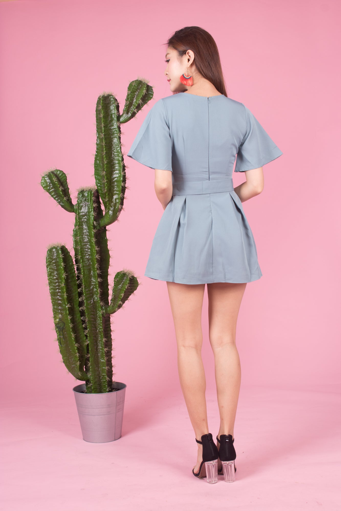 Josarah Pleated Romper in Mint