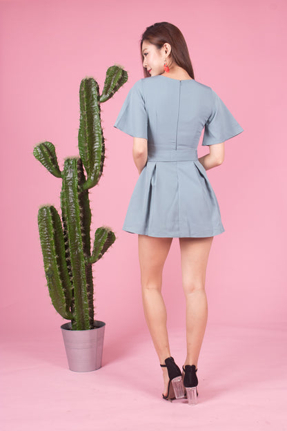 Josarah Pleated Romper in Mint