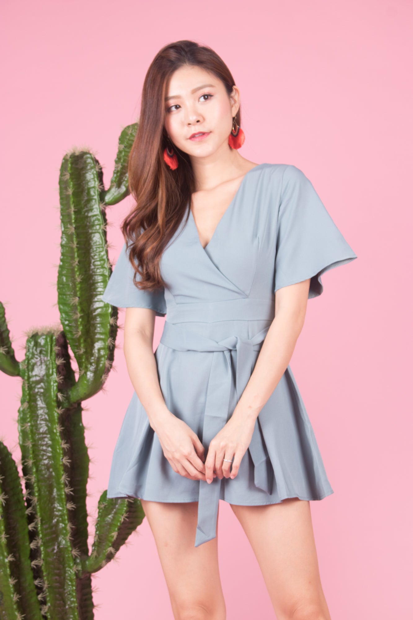 Josarah Pleated Romper in Mint