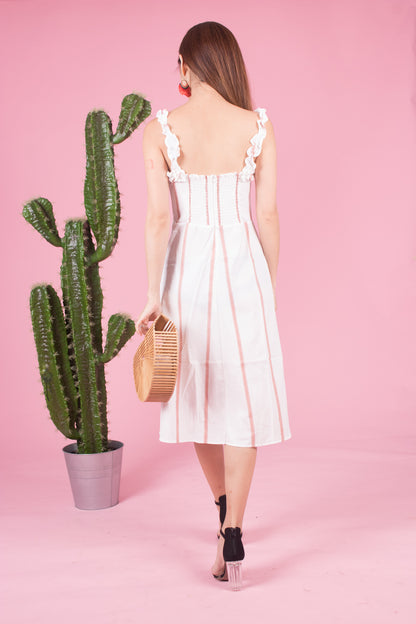 *LUXE* Arealia Stripes Flutter Dress in Pink
