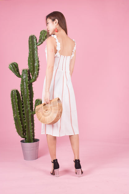 *LUXE* Arealia Stripes Flutter Dress in Pink