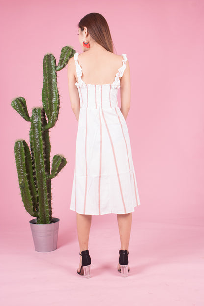 *LUXE* Arealia Stripes Flutter Dress in Pink