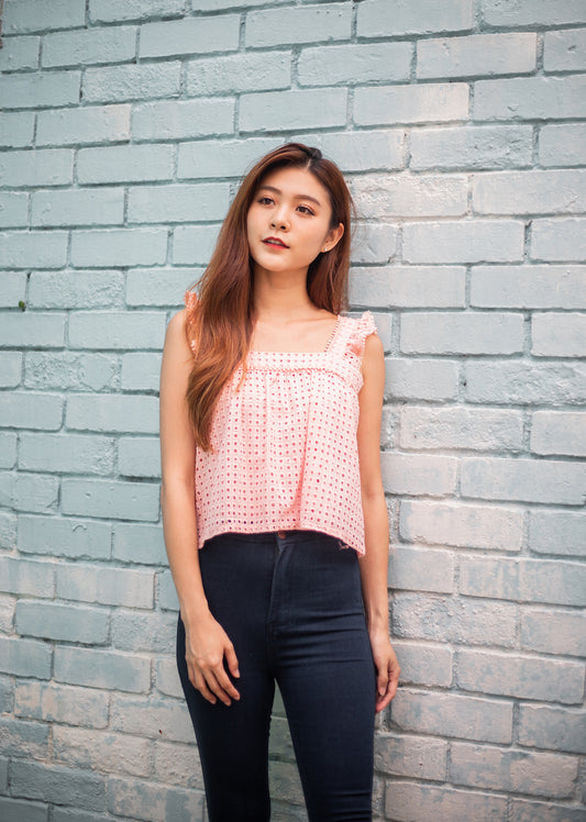 Violette Crochet Top In Pink