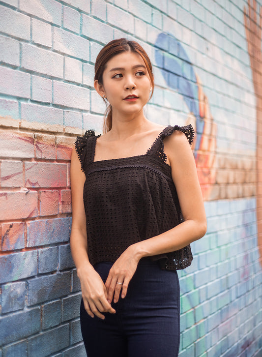 Violette Crochet Top In Black