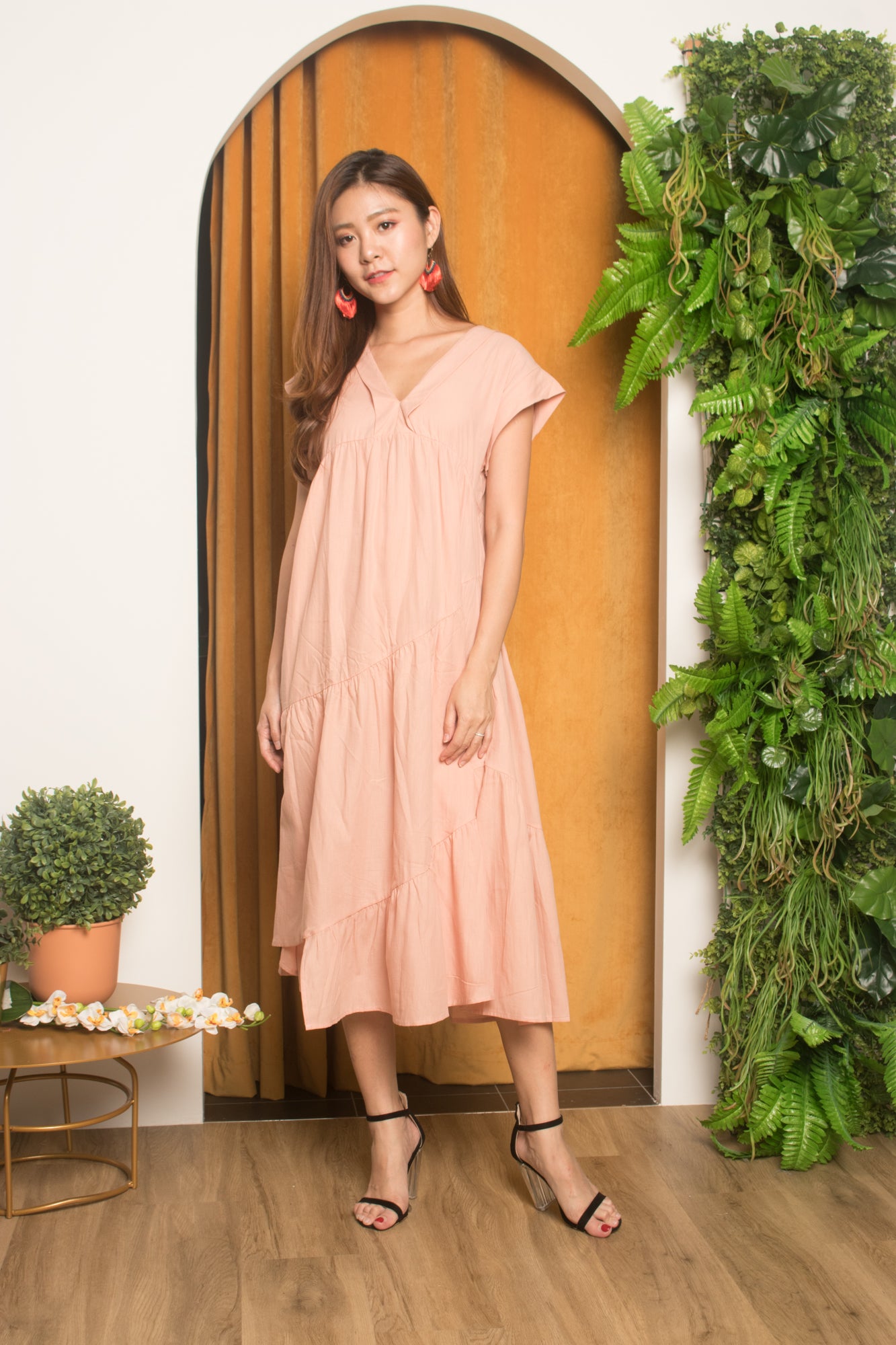 Serfina Flare Layer Dress in Pink