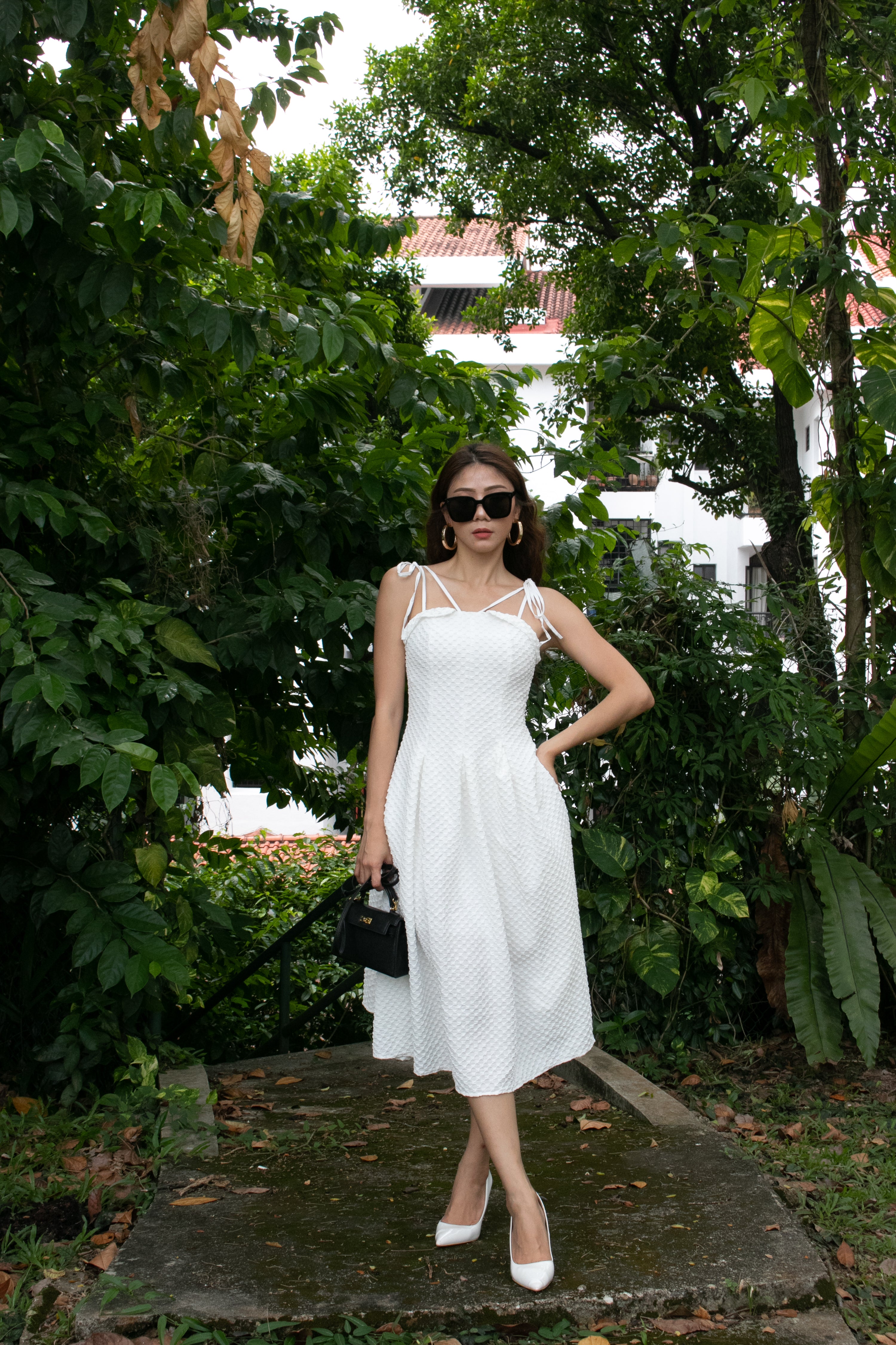 White structured hot sale dress