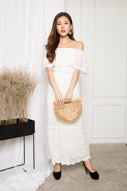 LUXE - Adalina 3 Ways Crochet Maxi Dress in White