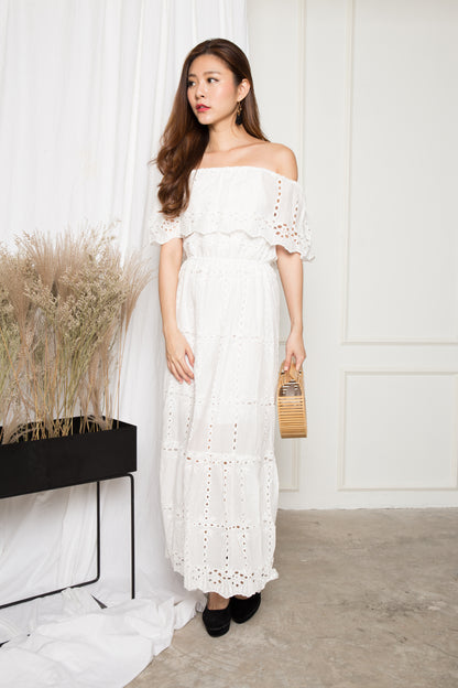 LUXE - Adalina 3 Ways Crochet Maxi Dress in White