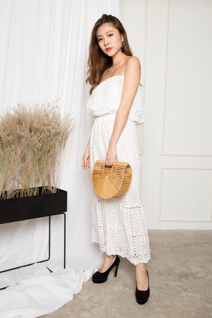 LUXE - Adalina 3 Ways Crochet Maxi Dress in White