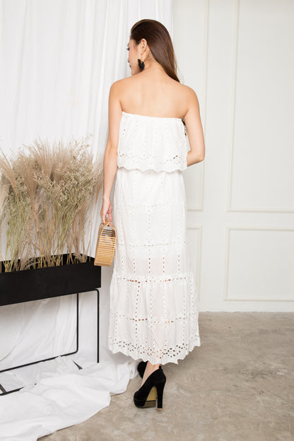 LUXE - Adalina 3 Ways Crochet Maxi Dress in White