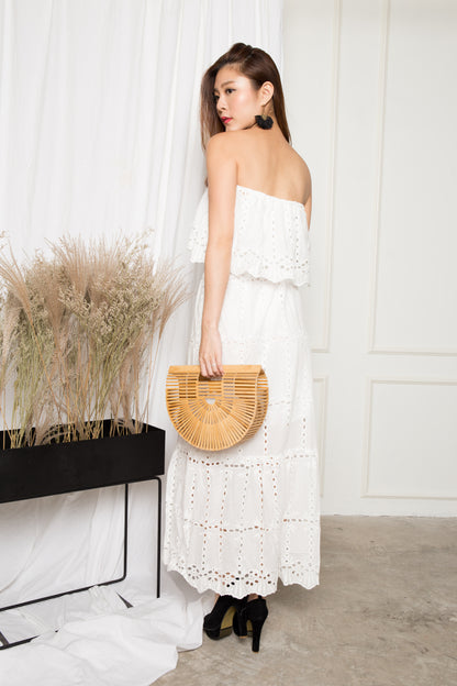 LUXE - Adalina 3 Ways Crochet Maxi Dress in White