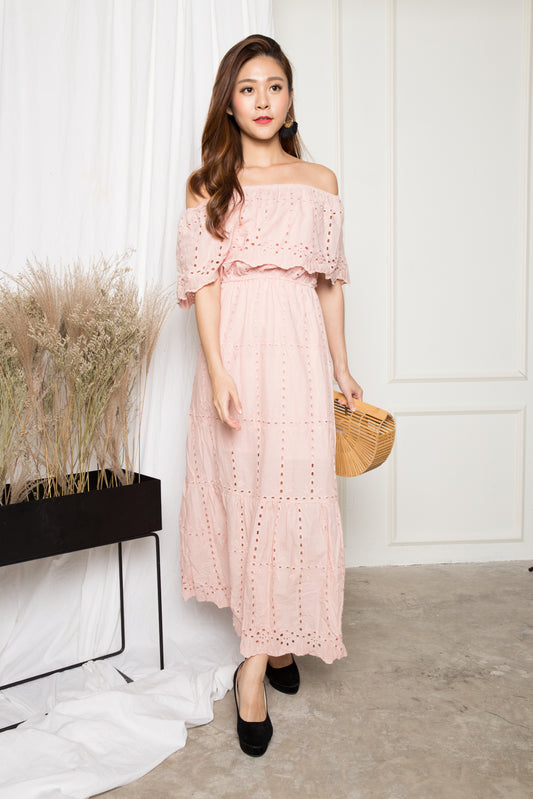 LUXE - Adalina 3 Ways Crochet Maxi Dress in Pink