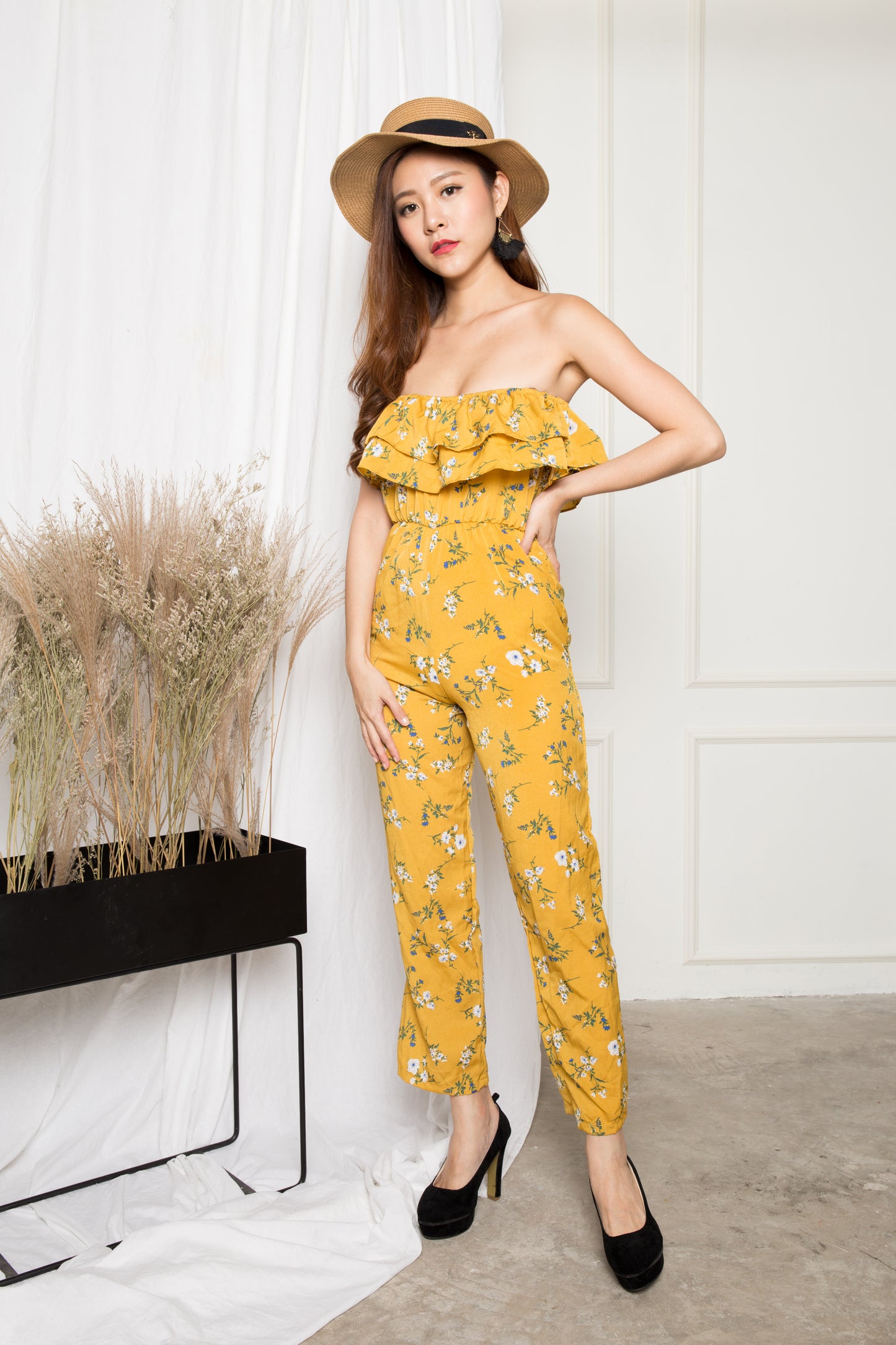 Hathaway Floral Jumpsuit in Yellow