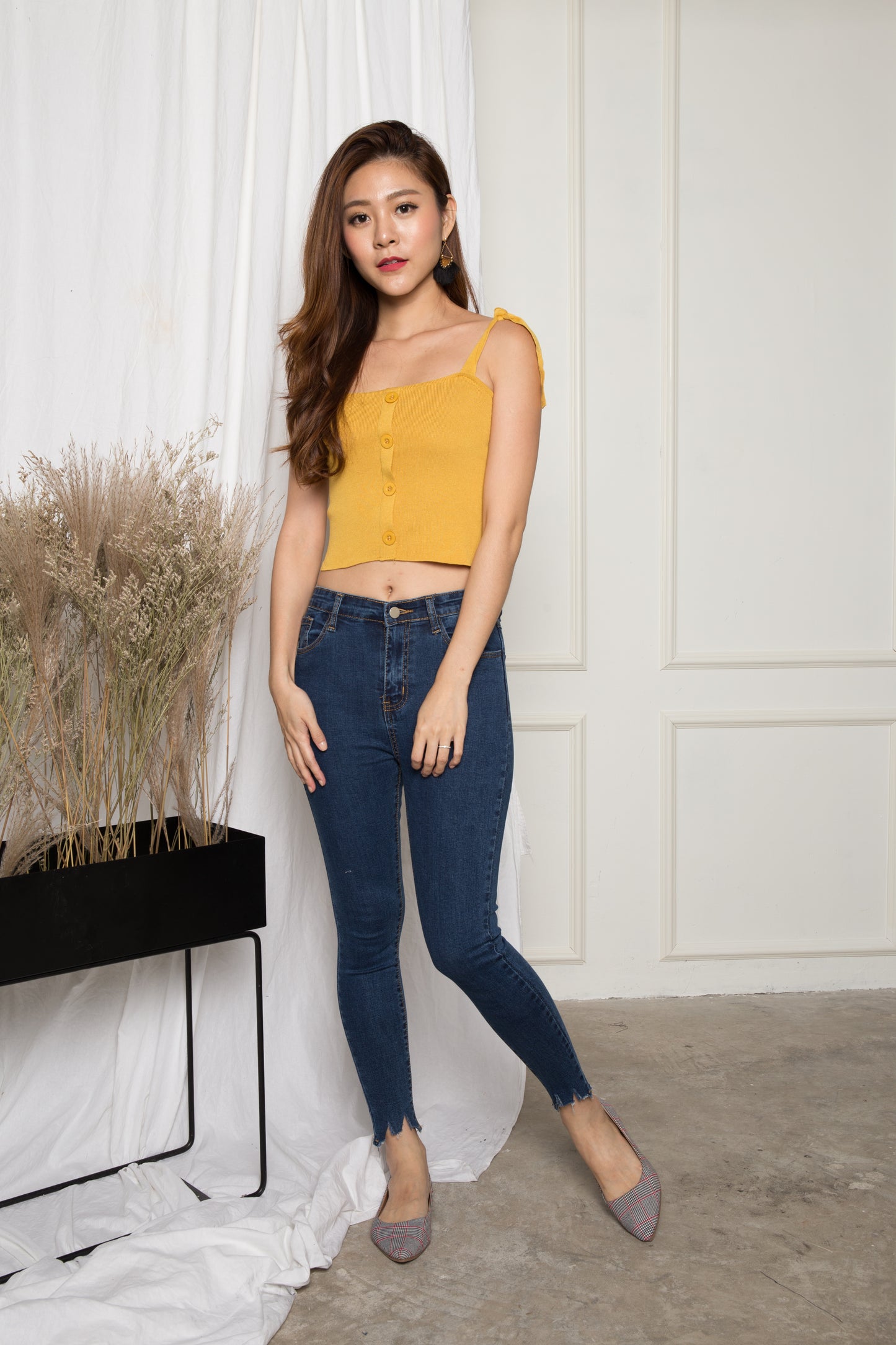 Penny Basic Button Down Top in Yellow