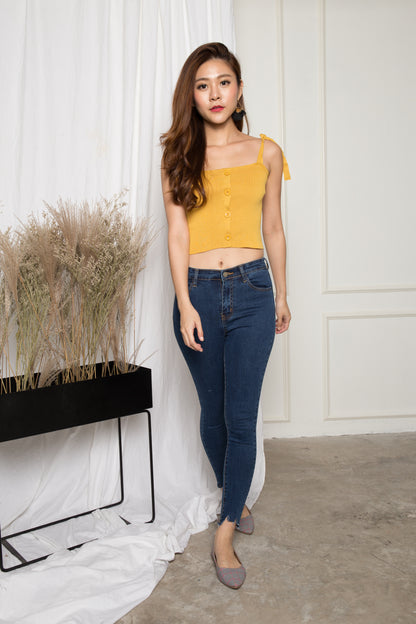 Penny Basic Button Down Top in Yellow