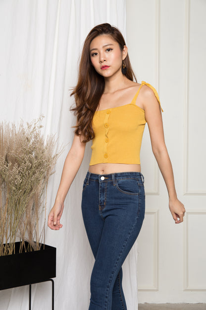 Penny Basic Button Down Top in Yellow