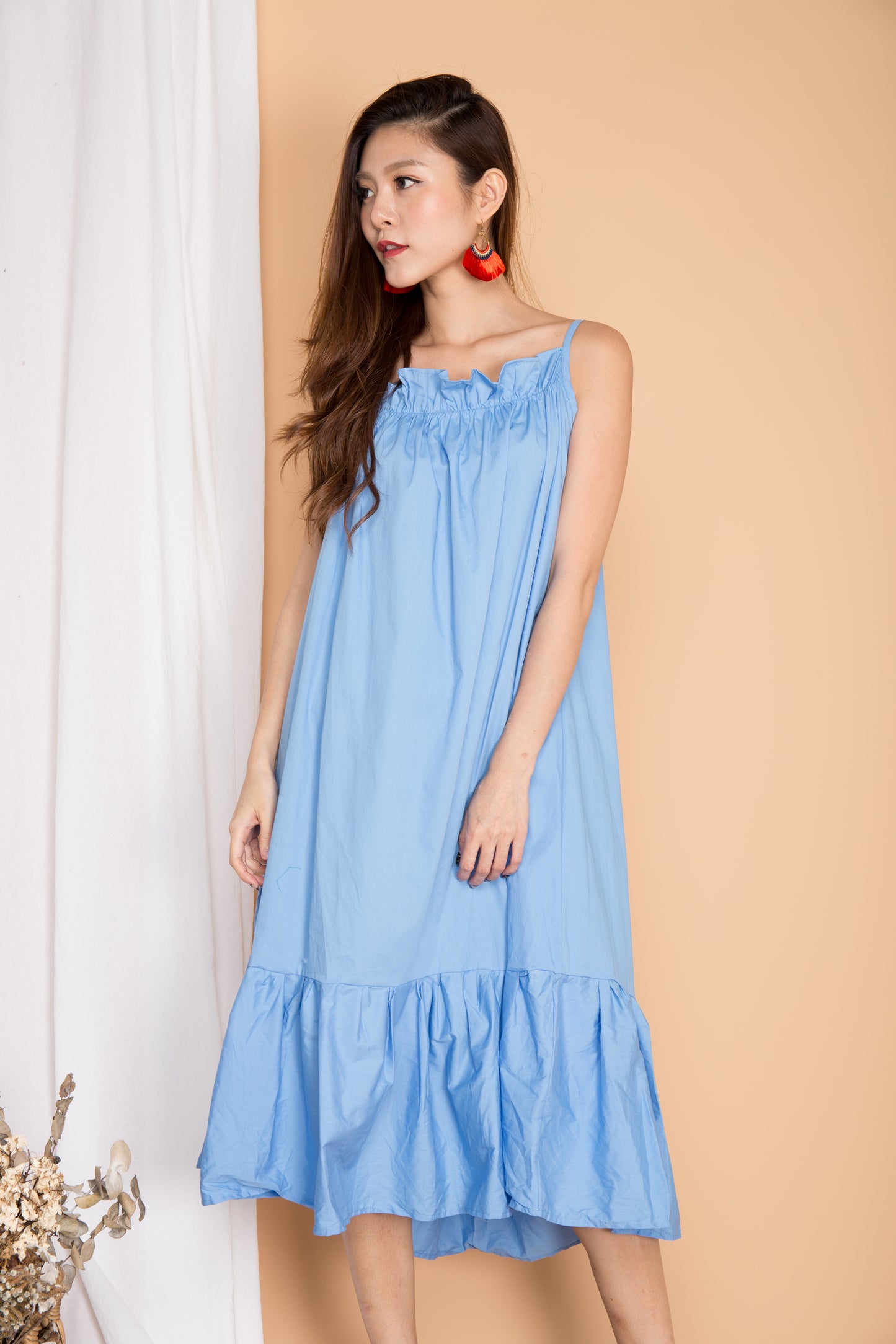 Jayda Flutter Dress in Blue