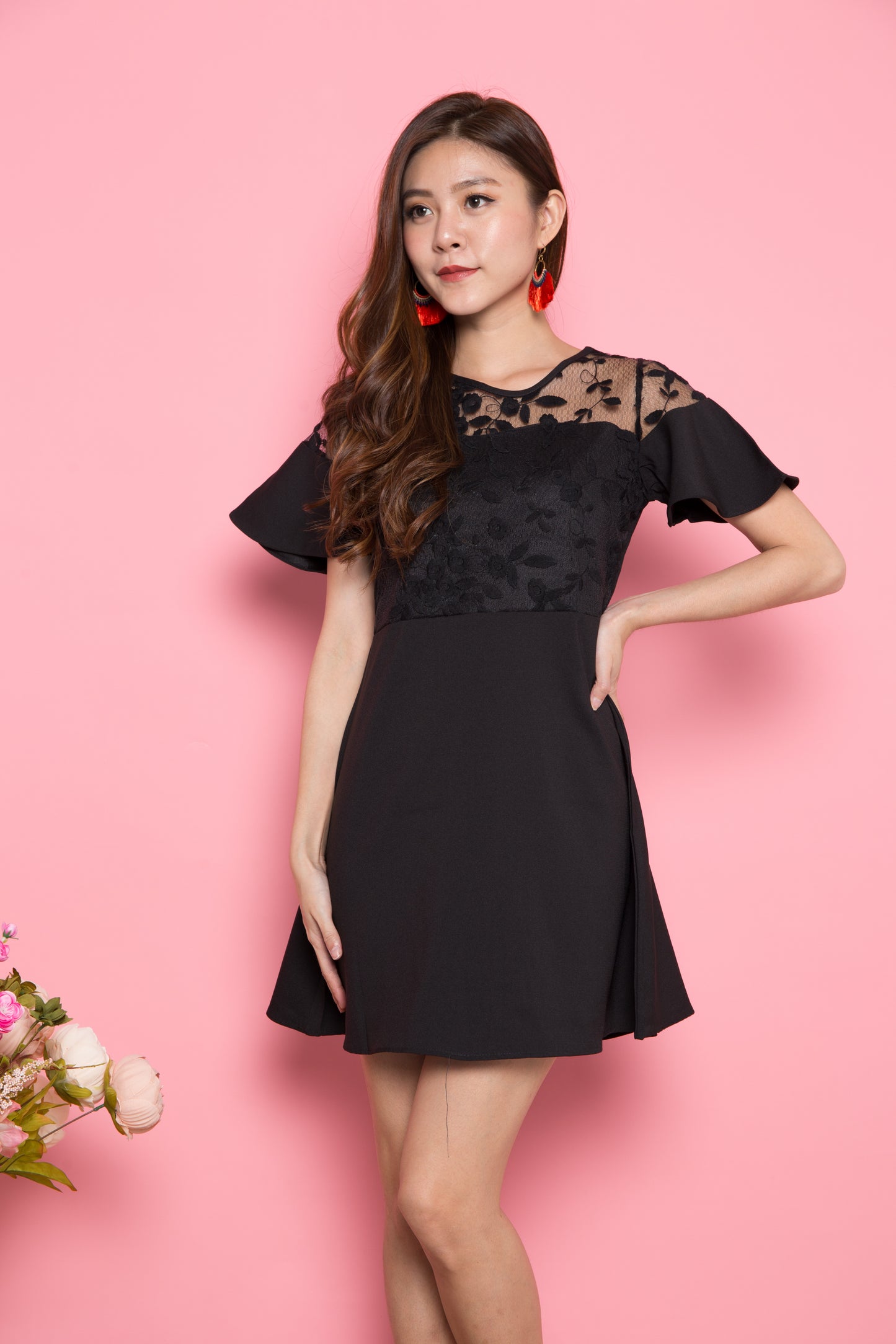 Berlyn Crochet Dress in Black