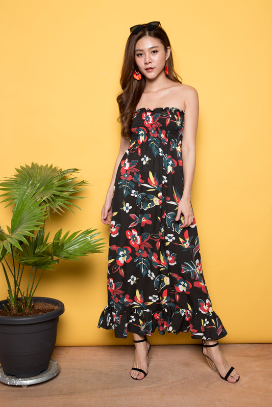 Kerei Floral Maxi Dress in Black