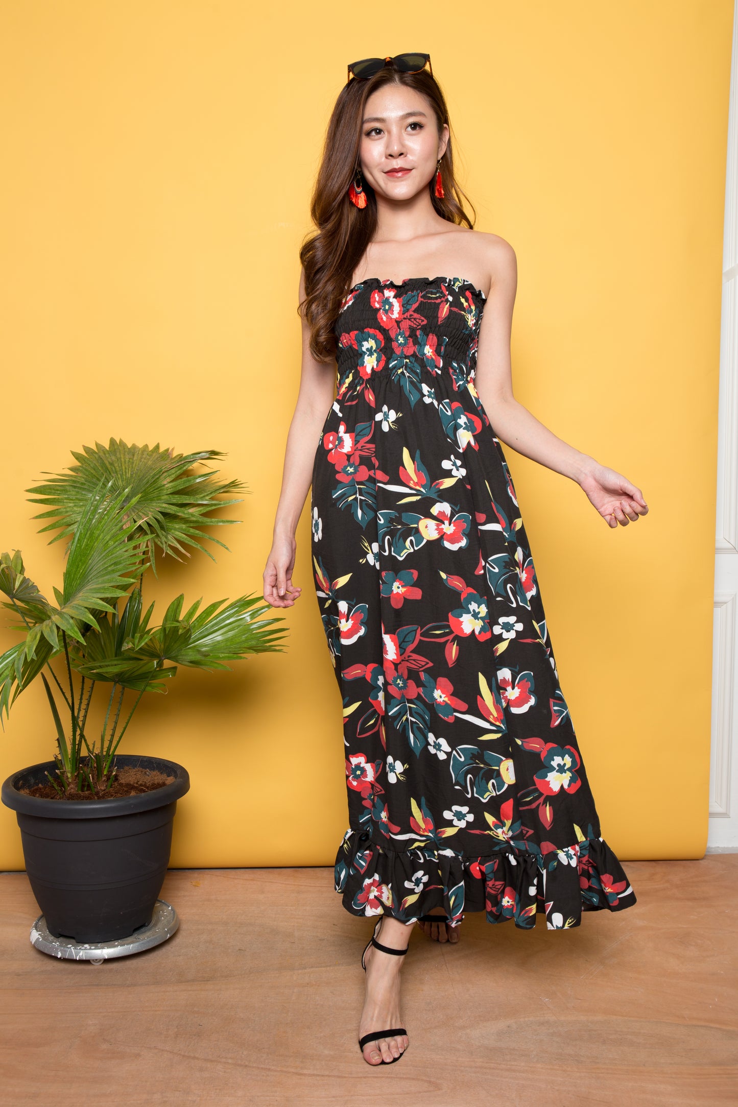 Kerei Floral Maxi Dress in Black