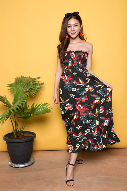 Kerei Floral Maxi Dress in Black