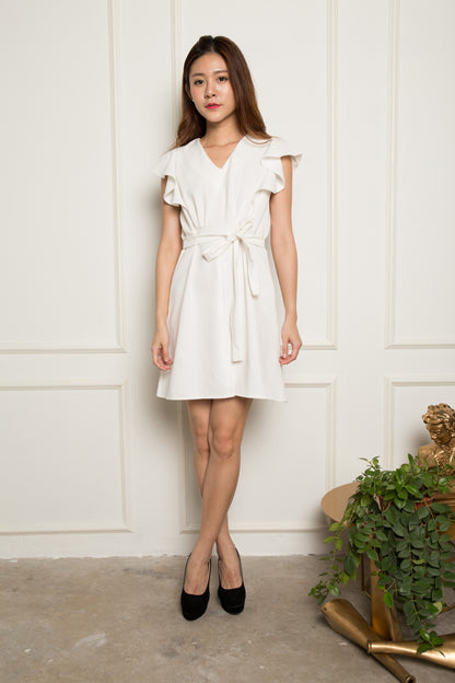 Vivian Flutter Dress in White