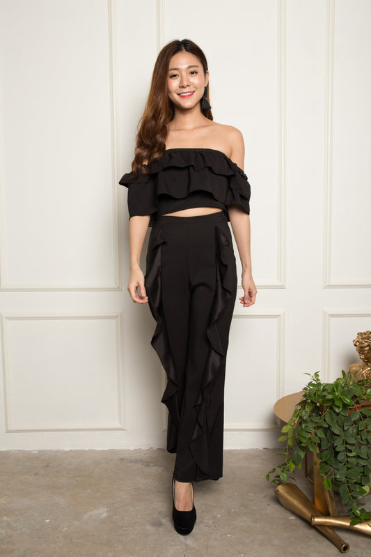 LUXE - Amelia Flutter 2 Piece Set in Black