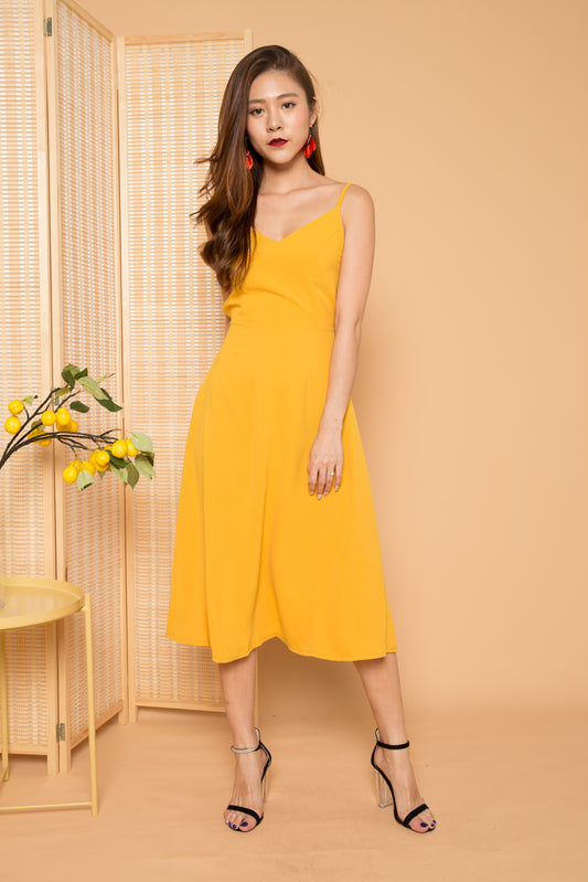 Veron Ribbon Back Maxi Dress in Mustard