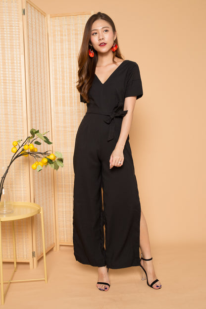 Lylah Sleeved Jumpsuit in Black