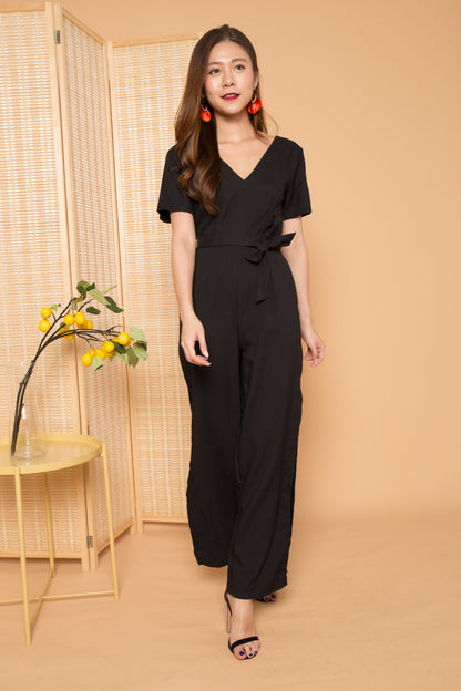 Lylah Sleeved Jumpsuit in Black