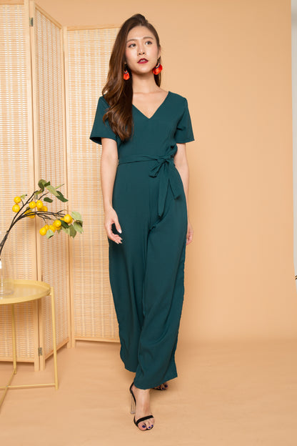 Lylah Sleeved Jumpsuit in Teal