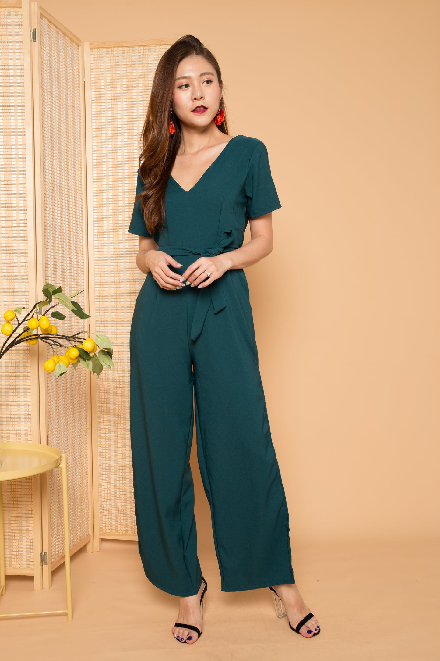 Lylah Sleeved Jumpsuit in Teal