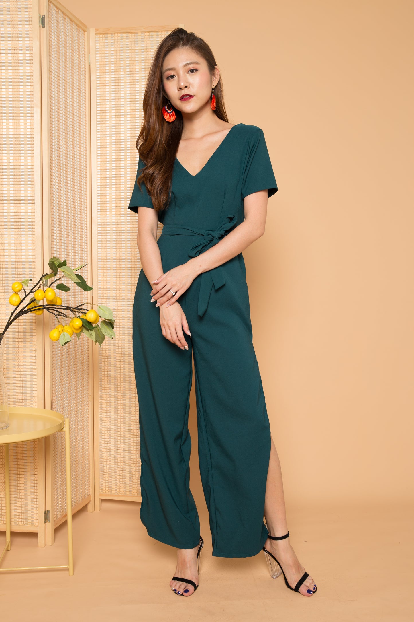 Lylah Sleeved Jumpsuit in Teal