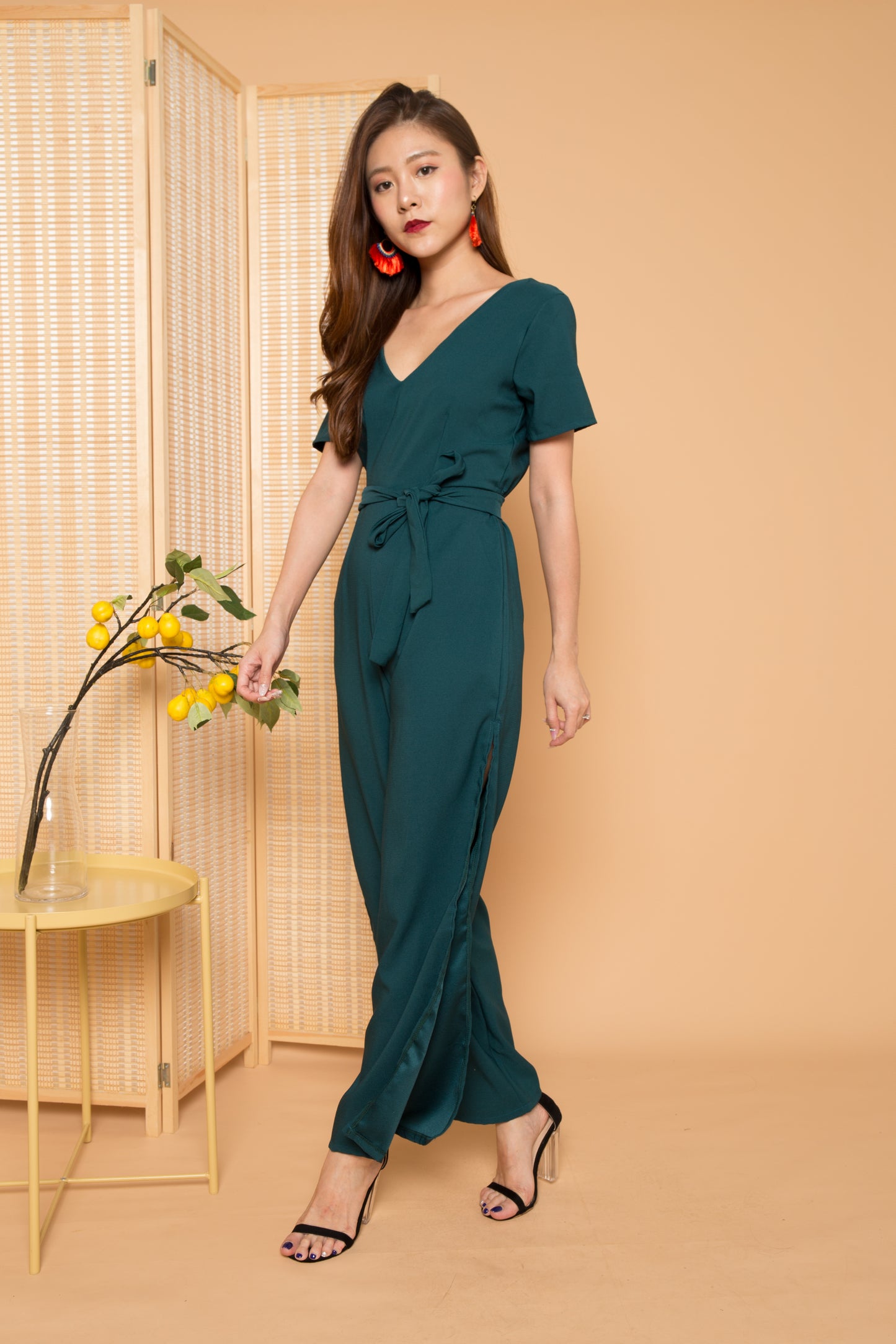 Lylah Sleeved Jumpsuit in Teal