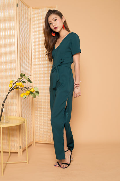 Lylah Sleeved Jumpsuit in Teal