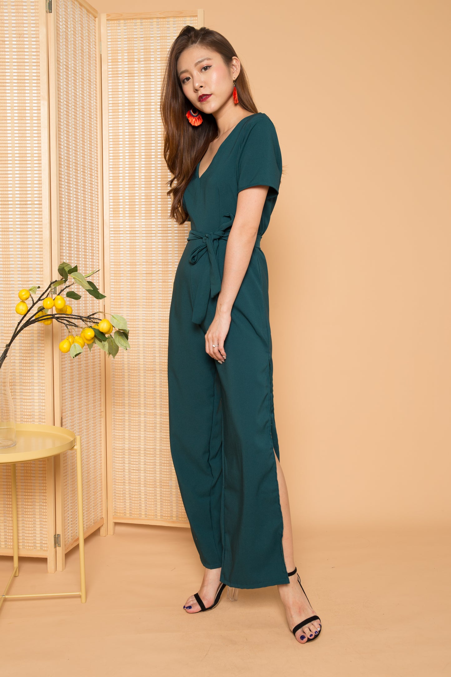 Lylah Sleeved Jumpsuit in Teal