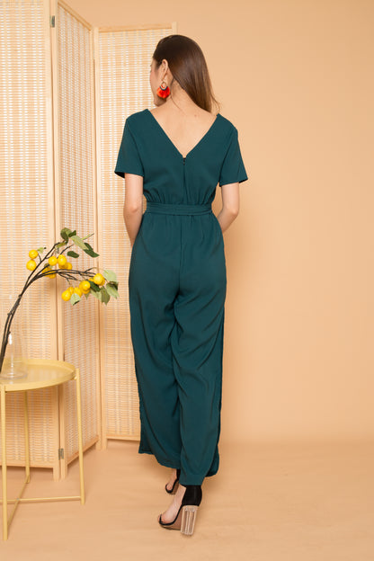 Lylah Sleeved Jumpsuit in Teal