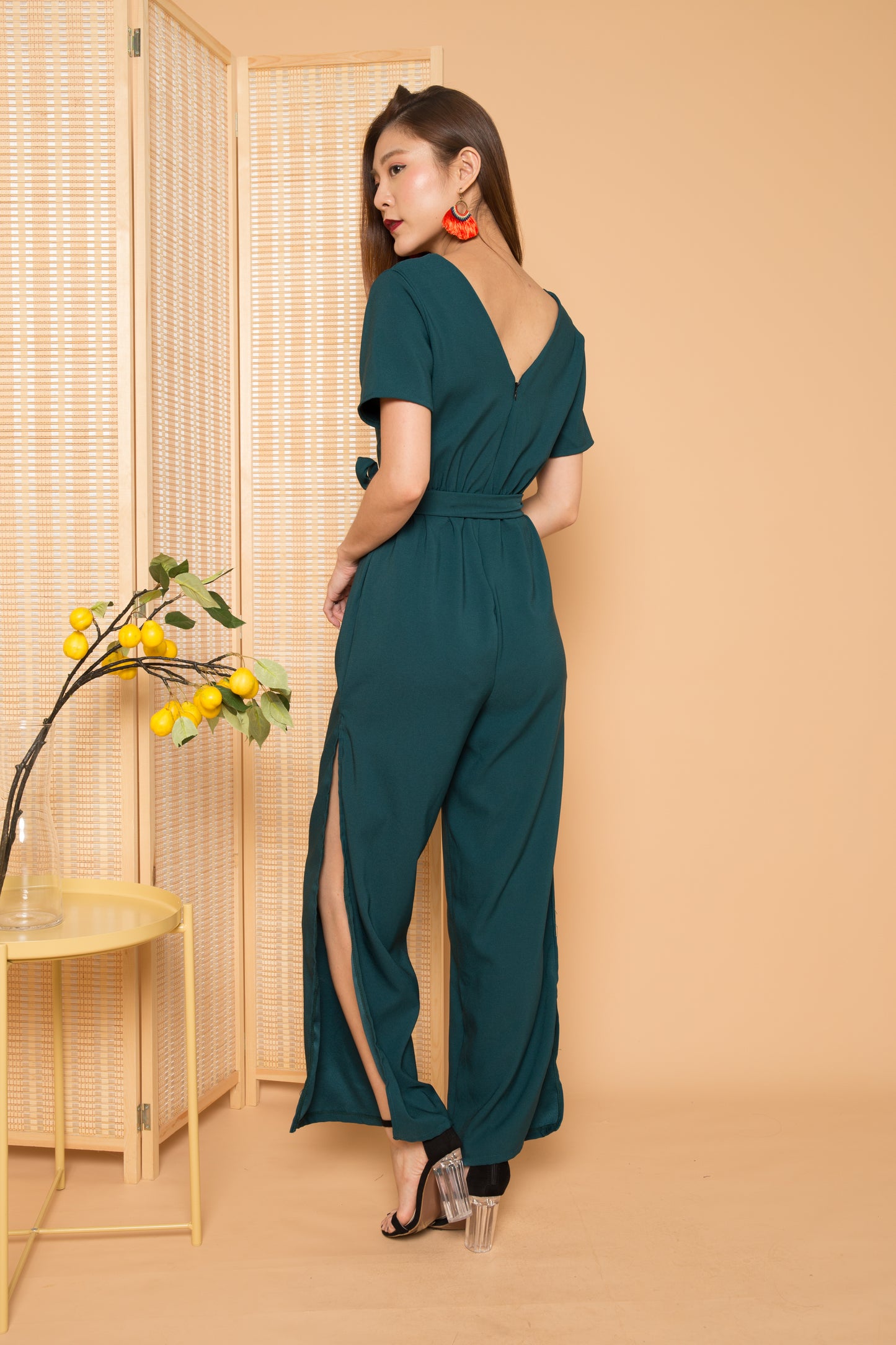 Lylah Sleeved Jumpsuit in Teal